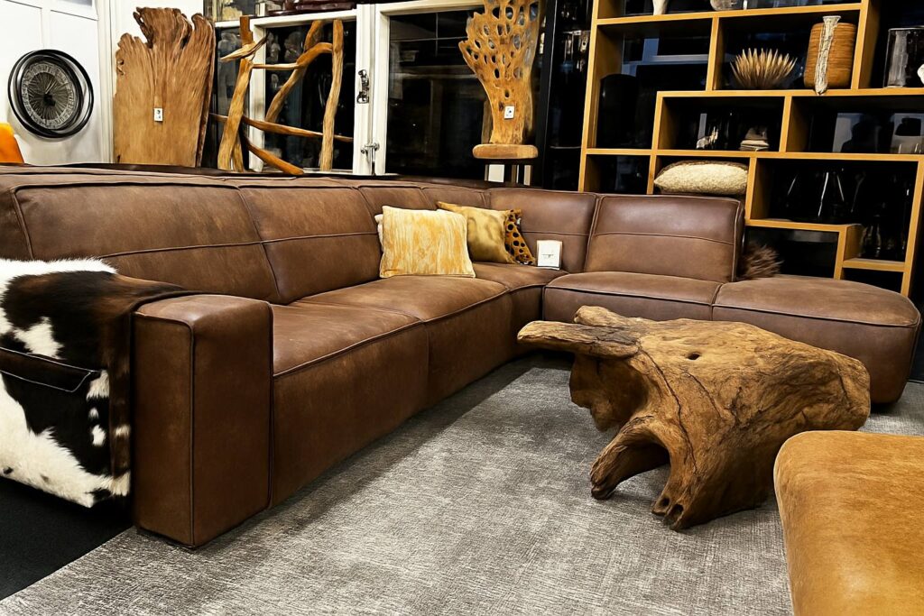 Hoekbank Detroit in oerstek africa leder tabac van het Anker in de Summer sale