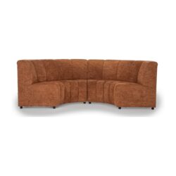 Eetkamerbank Esther hoek zithoek stof terracotta zwart stalen onderstel comfort dineren sevn