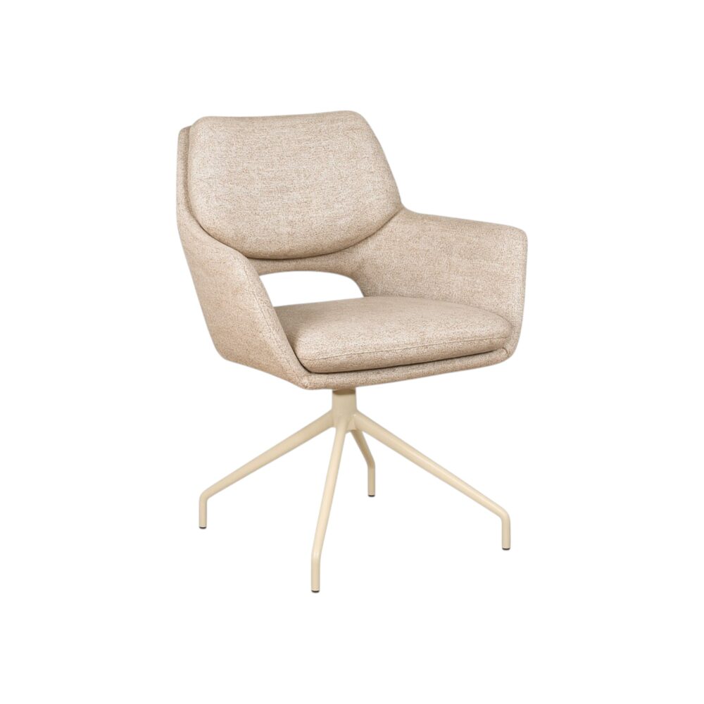 eetkamerstoel aarhus zachte stoffen bekleding zwarte metalen draaipoot moods collection
