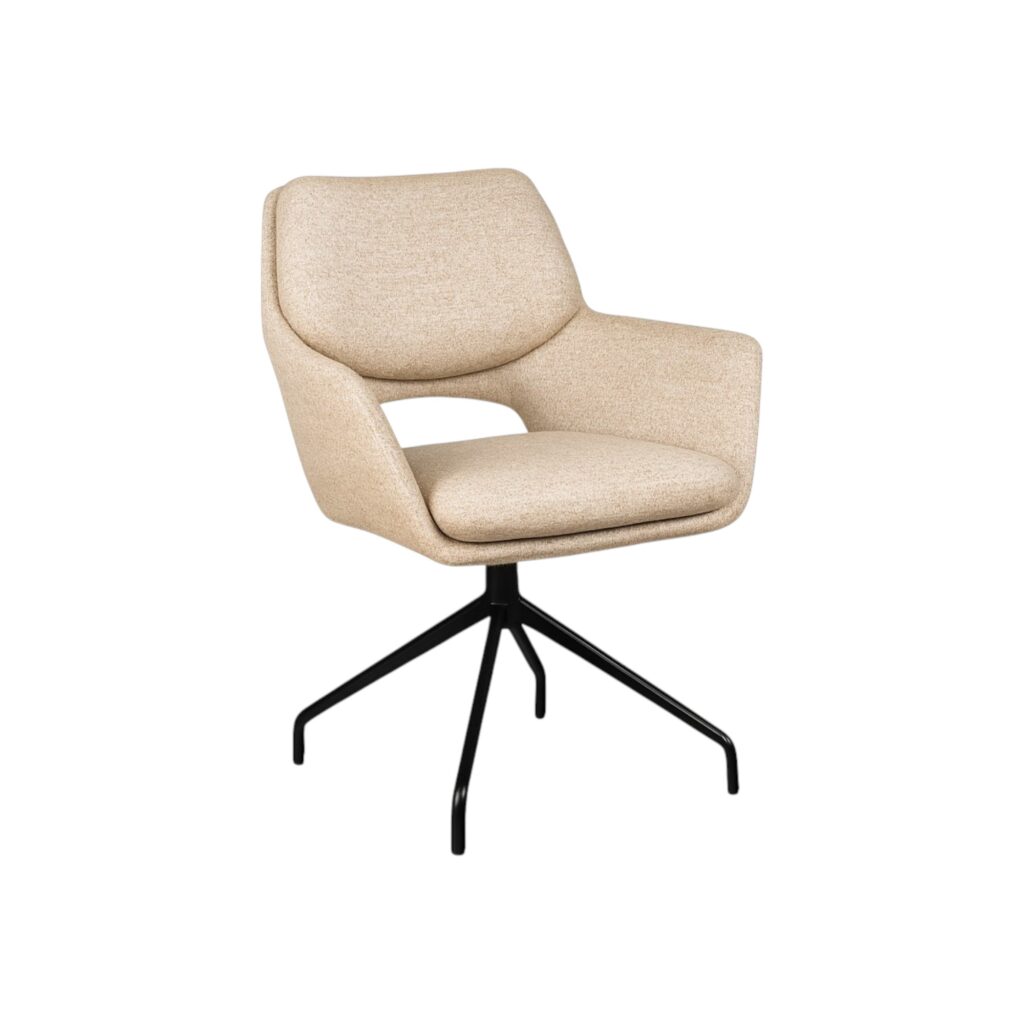 eetkamerstoel aarhus zachte stoffen bekleding zwarte metalen draaipoot moods collection