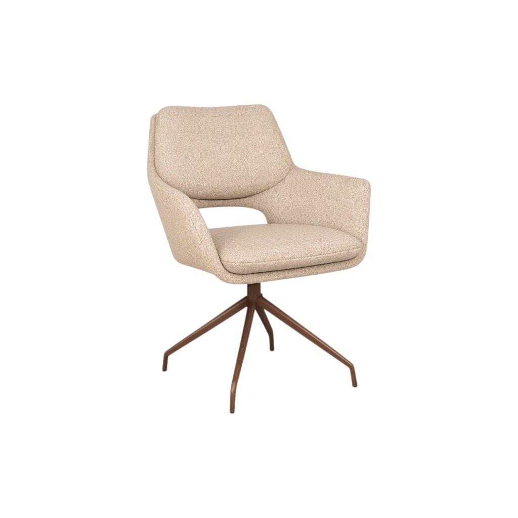 eetkamerstoel aarhus zachte stoffen bekleding zwarte metalen draaipoot moods collection