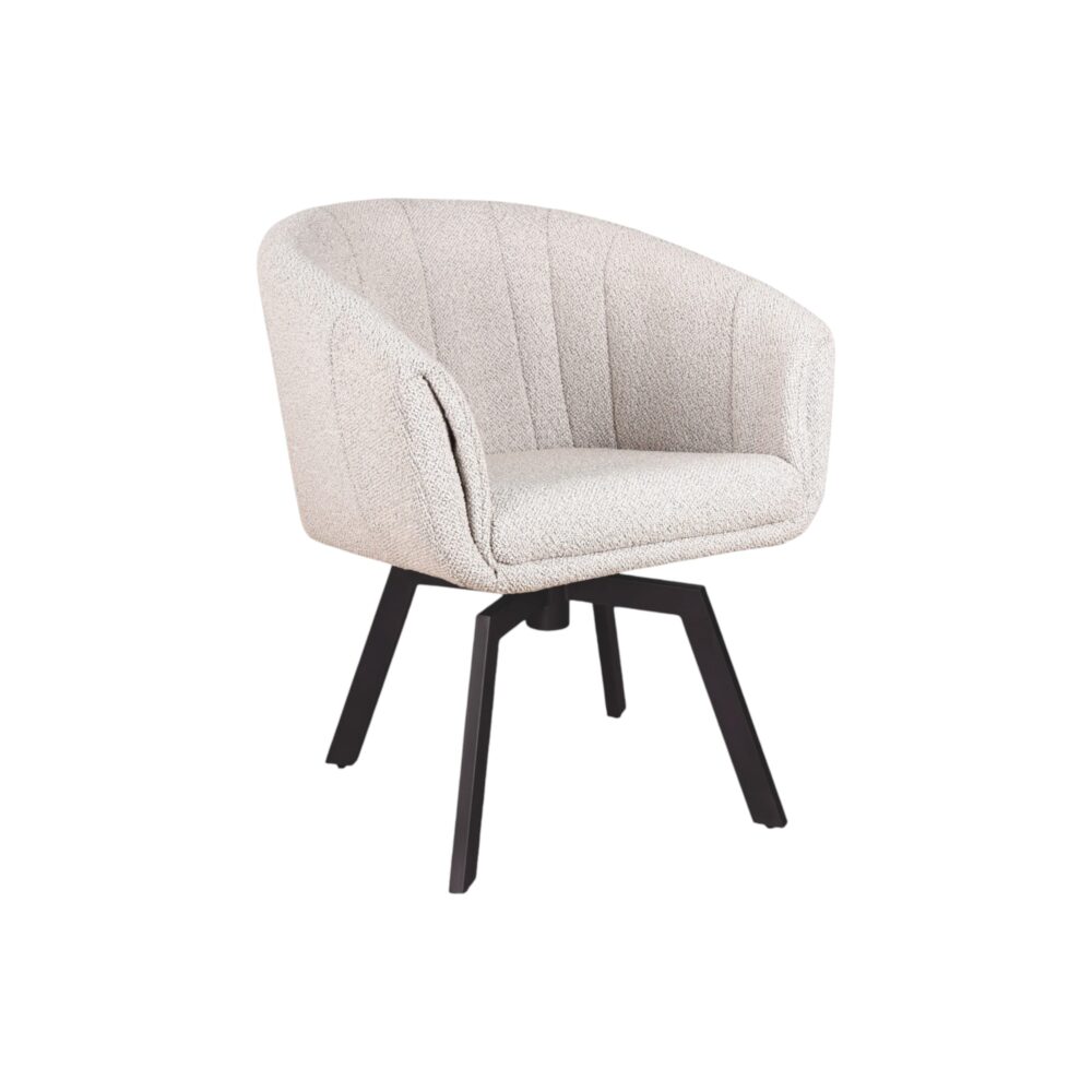 Eetkamerstoel Brussel moods collection met armleuning spinpoot metalen poot stoffen bekleding