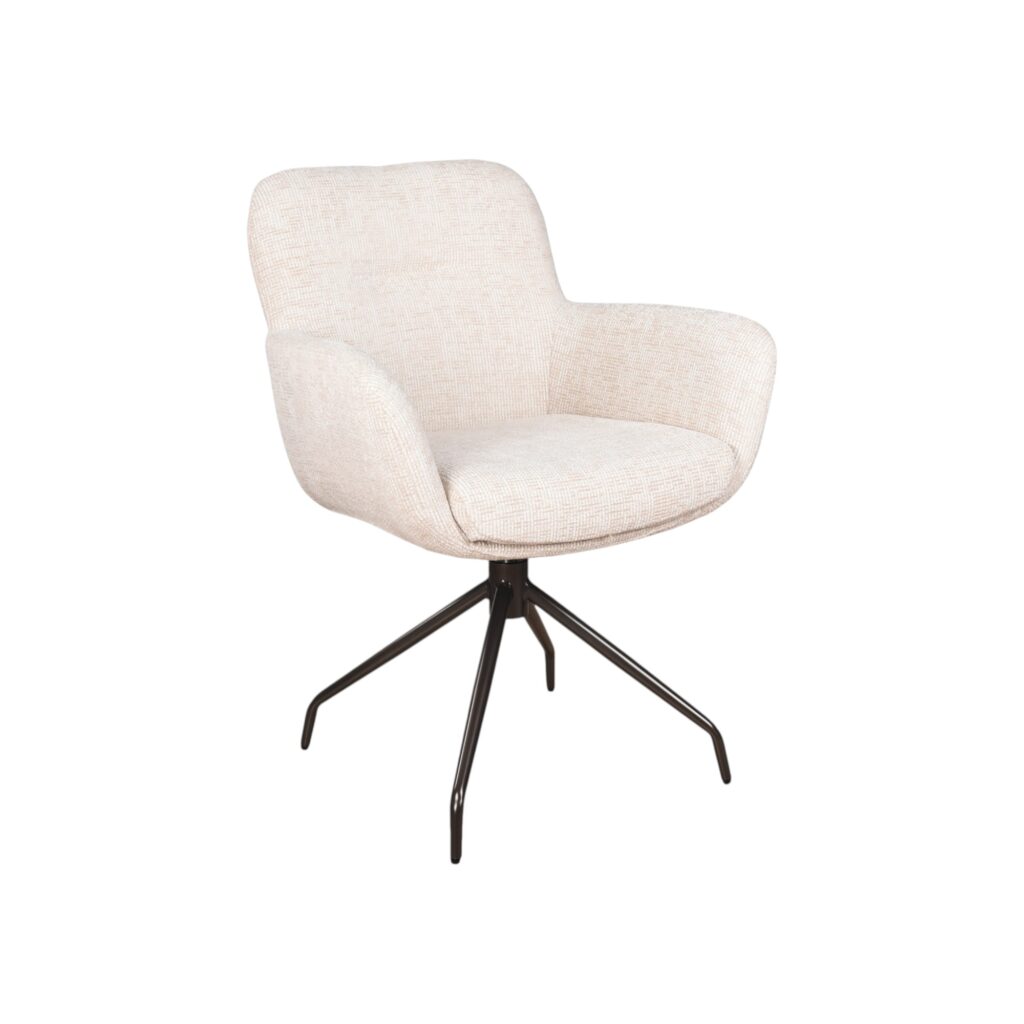 Eetkamerstoel helsinki anodic brown metalen poot spin draaibaar met armleuning moods collection