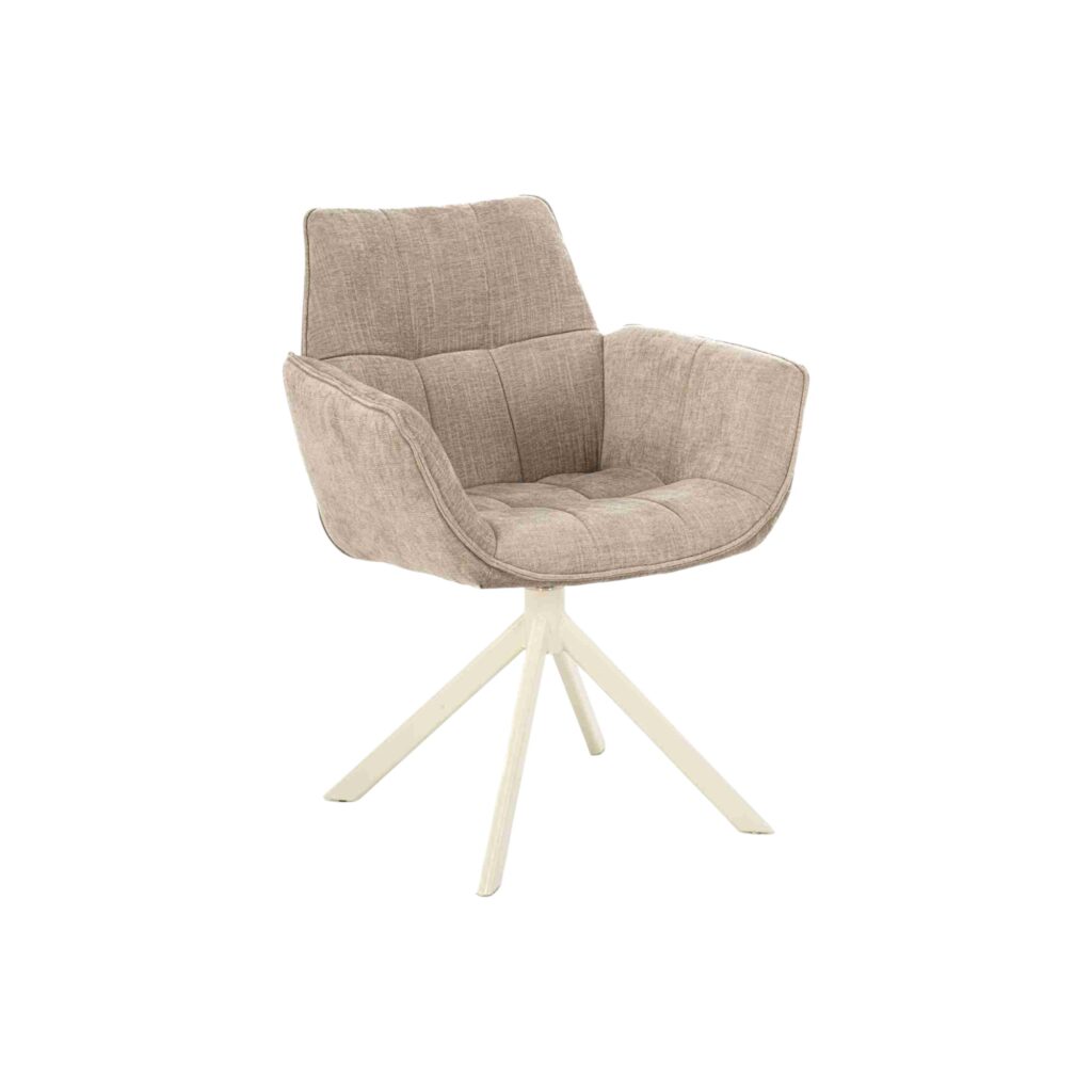 Eetkamerstoel Monaco Moods Collection beige stof metalen matrixpoot draaibaar mokana