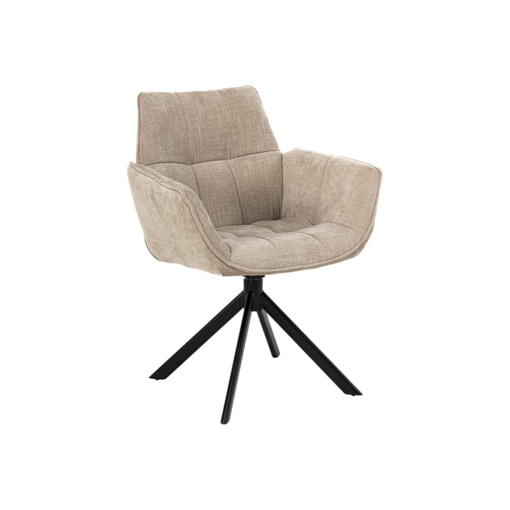 Eetkamerstoel Monaco Moods Collection beige stof metalen matrixpoot draaibaar mokana