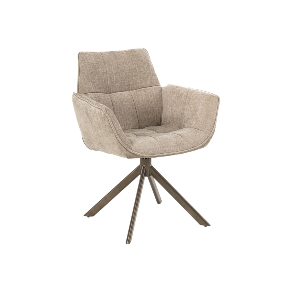Eetkamerstoel Monaco Moods Collection beige stof metalen matrixpoot draaibaar mokana