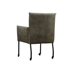 Eetkamerstoel Otto stof met armleuning wildeboer zwarte metalen poot comfort wielen