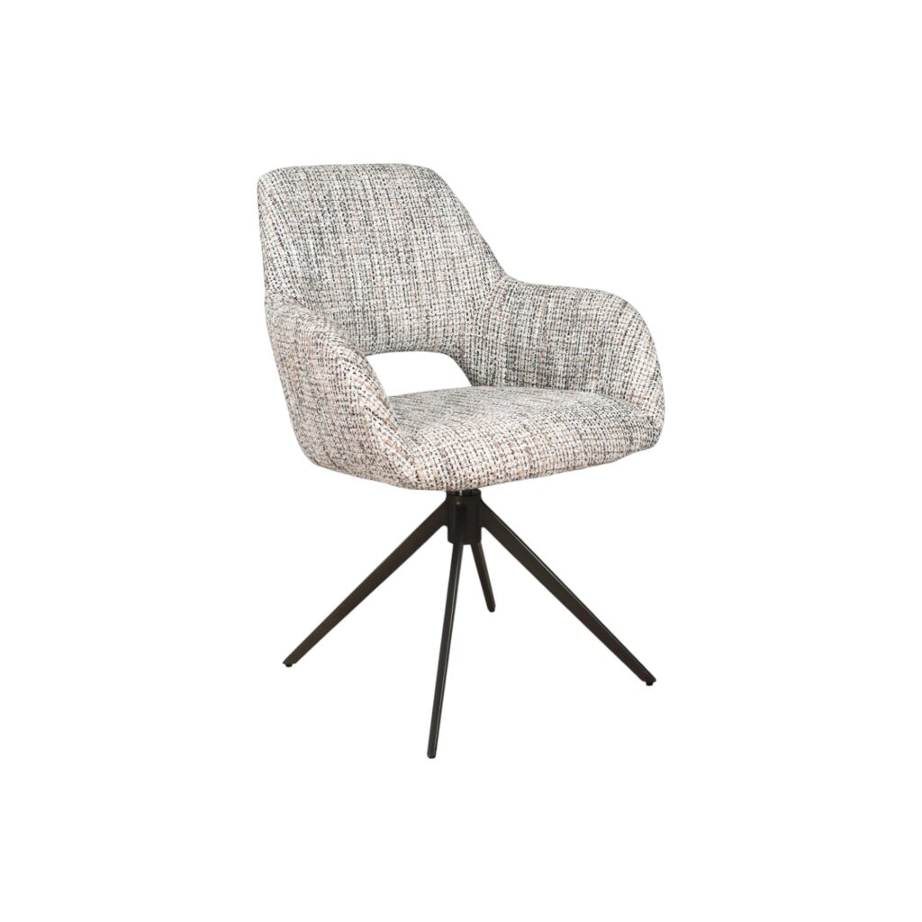 eetkamerstoel paris moods collection matrixpoot draaibaar lichtgrijze stof met armleuning