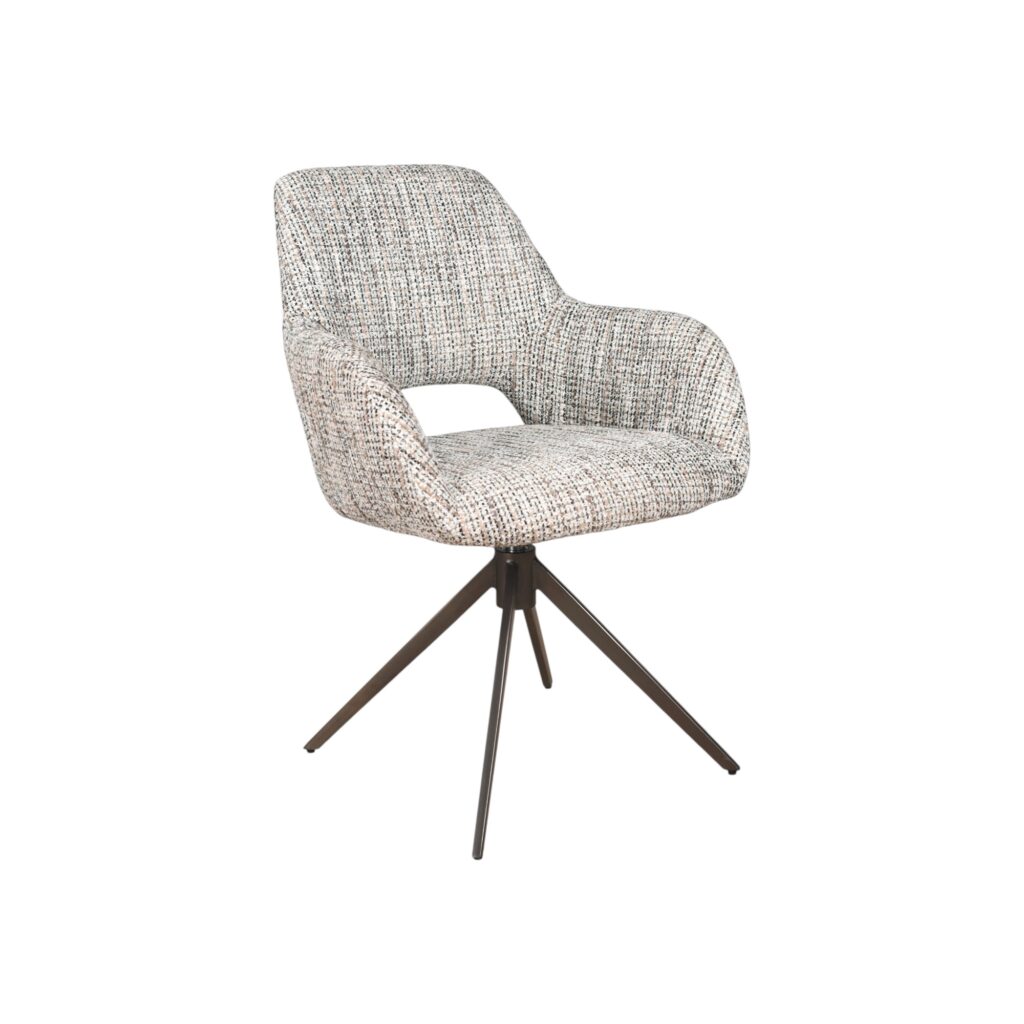 eetkamerstoel paris moods collection matrixpoot draaibaar lichtgrijze stof met armleuning