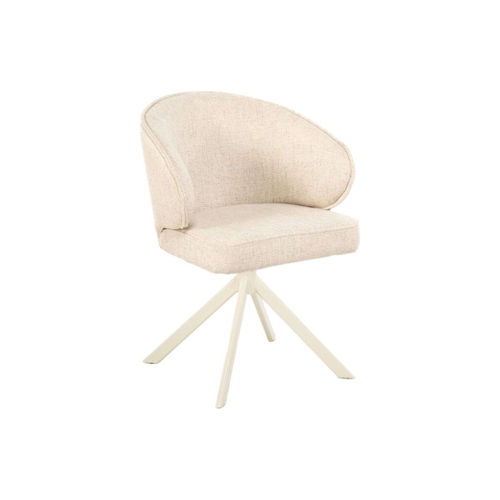 Eetkamerstoel Seoul moods collections creme stoffen zitting metalen matrix draaipoot comfortabel
