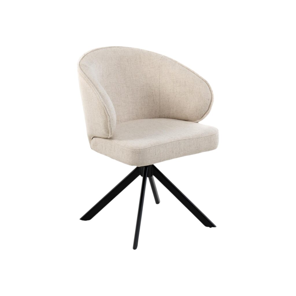 Eetkamerstoel Seoul moods collections creme stoffen zitting metalen matrix draaipoot comfortabel