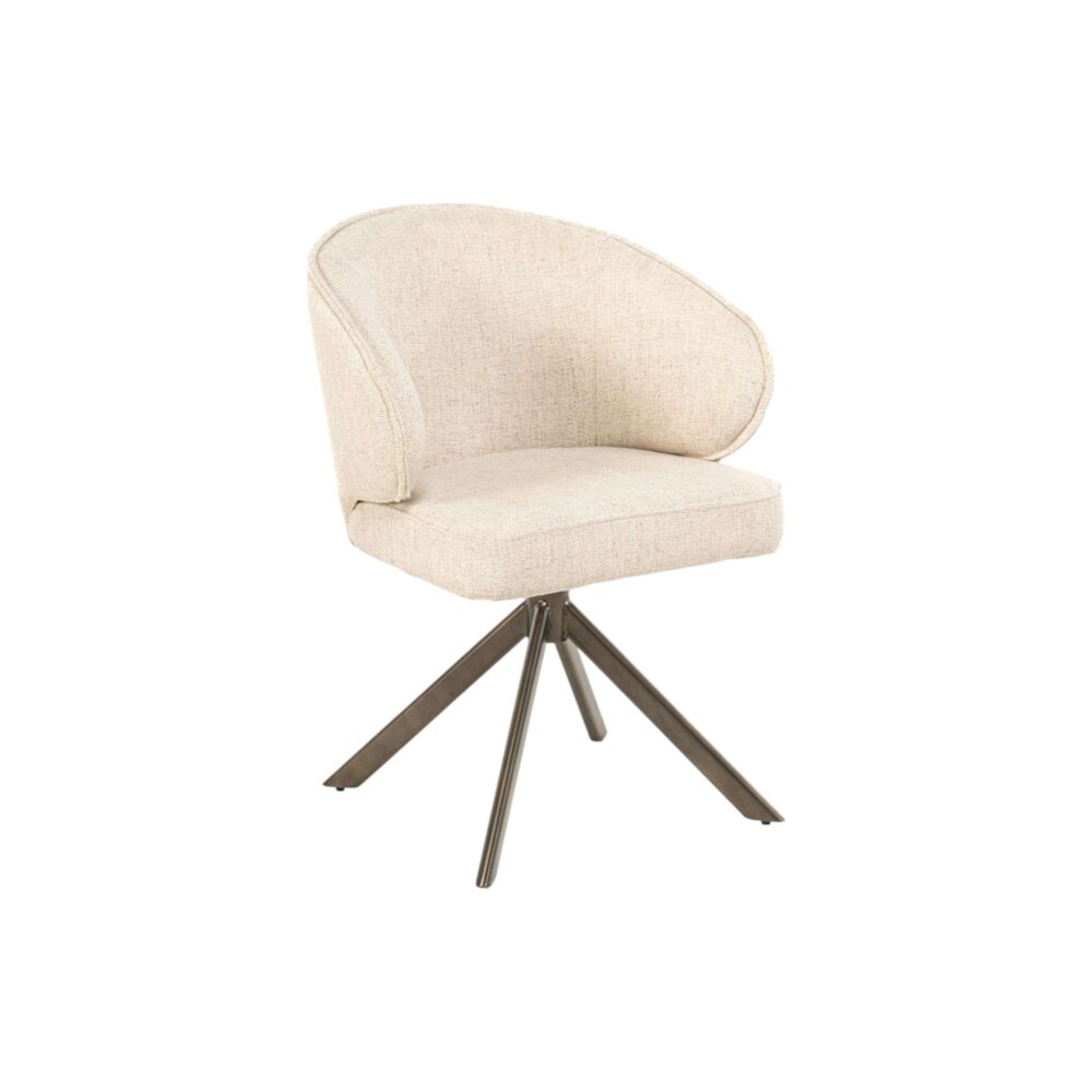 Eetkamerstoel Seoul moods collections creme stoffen zitting metalen matrix draaipoot comfortabel