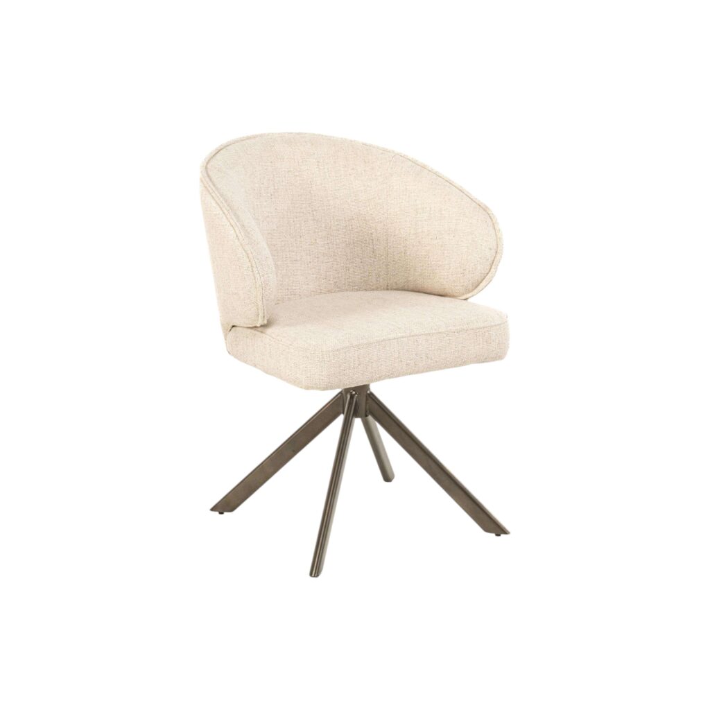 Eetkamerstoel Seoul moods collections creme stoffen zitting metalen matrix draaipoot comfortabel
