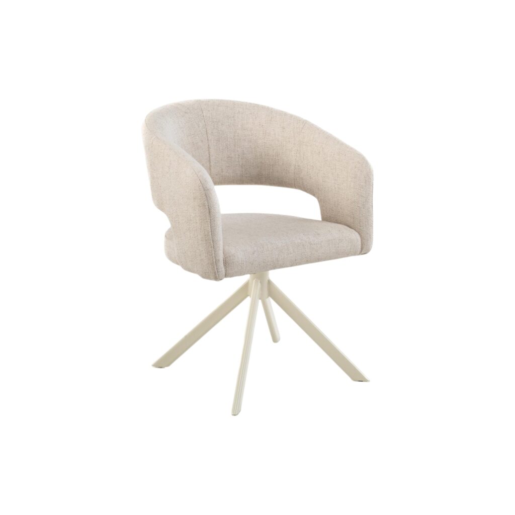 Eetkamerstoel Tokyo moods collection creme stoffen zitting metalen matrixpoot draaibaar