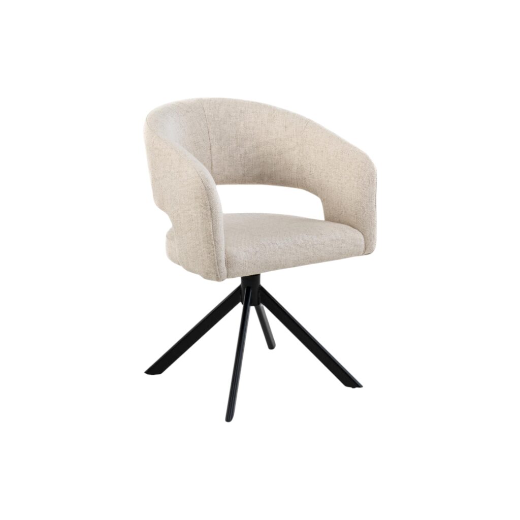 Eetkamerstoel Tokyo moods collection creme stoffen zitting metalen matrixpoot draaibaar