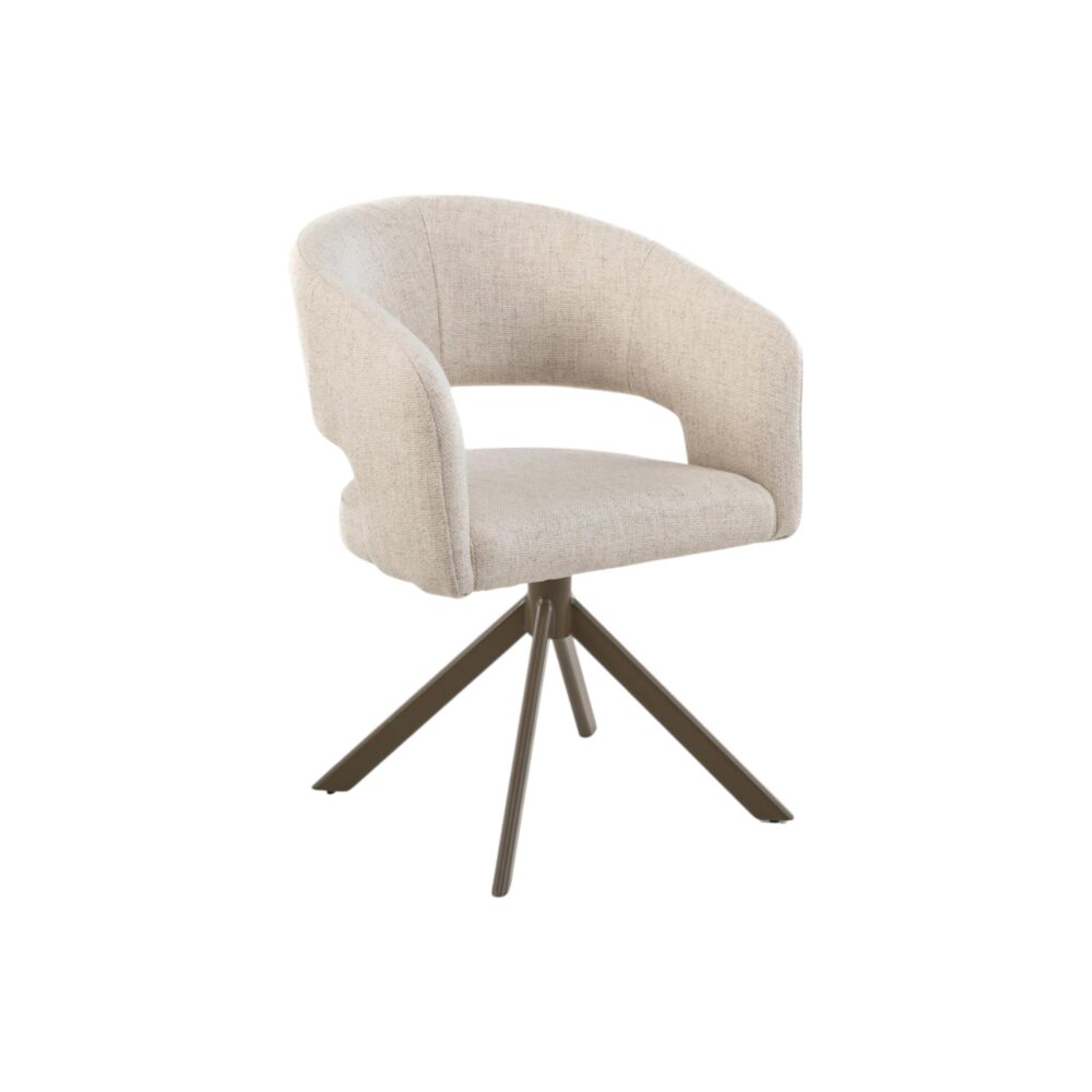 Eetkamerstoel Tokyo moods collection creme stoffen zitting metalen matrixpoot draaibaar