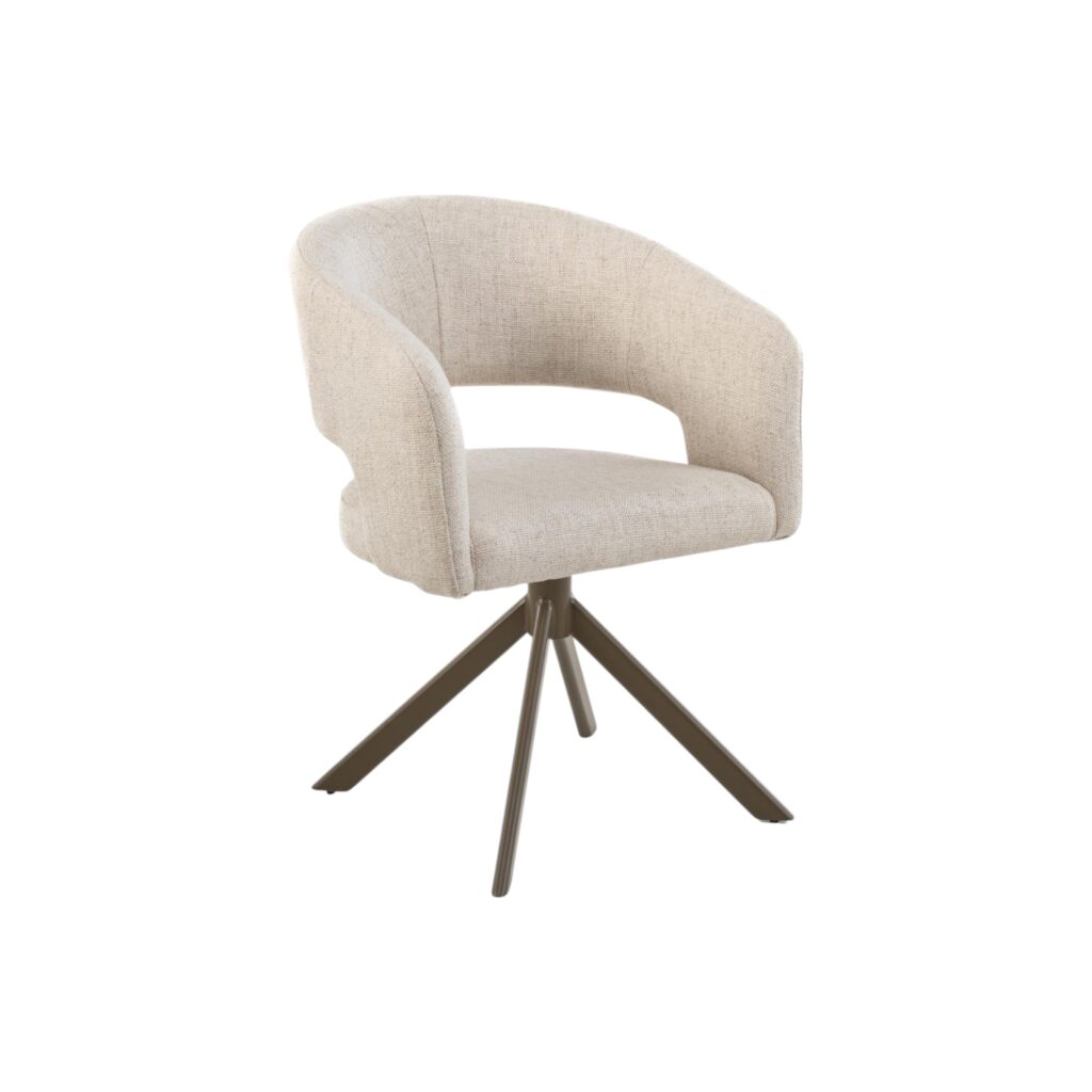 Eetkamerstoel Tokyo moods collection creme stoffen zitting metalen matrixpoot draaibaar