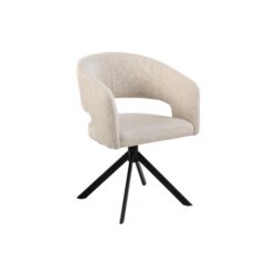Eetkamerstoel Tokyo moods collection creme stoffen zitting metalen matrixpoot draaibaar