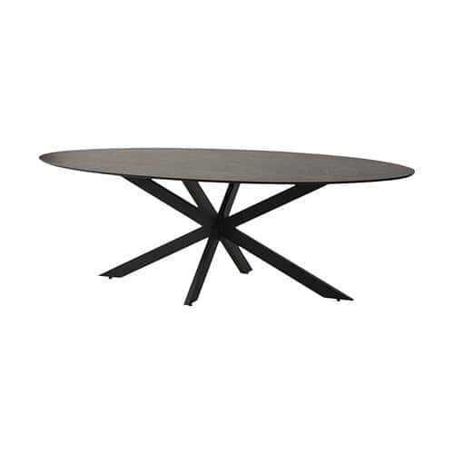 Eetkamertafel Othello spiderleg zwarte metalen poot laminaat ovaal nijwie