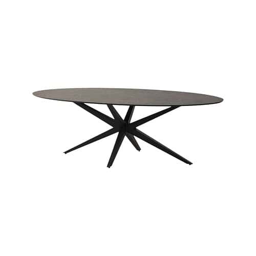 eetkamertafel othello ovaal nijwie tapered leg laminaat metalen zwarte poot