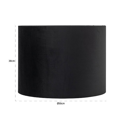 Minimalistische zwarte lampenkap met diameter van 50 cm en hoogte van 38 cm, ideaal voor moderne interieurverlichting. Gemaakt van hoogwaardig materiaal voor een strakke uitstraling en duurzaamheid.