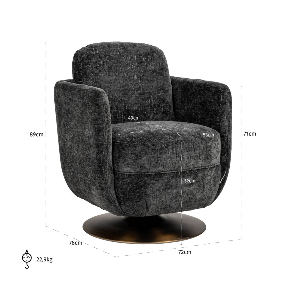 Draaifauteuil Turner graphite island (Island graphite 66)