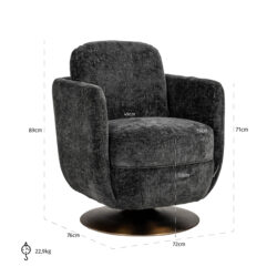 Draaifauteuil Turner graphite island (Island graphite 66)