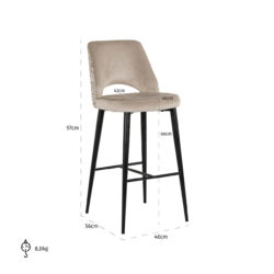 Barstoel Tabitha trendy nature / quartz khaki fire retardant (Be Trendy 01 Nature)