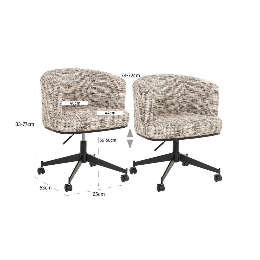 Draaistoel  Rochenne met wielen trendy nature (Be Trendy 01 Nature)