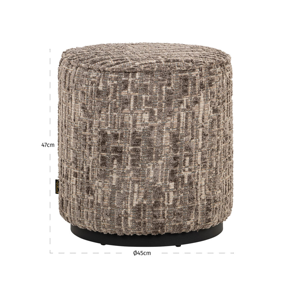 Poef Lexie 45Ø grey dalia (Dalia 45 Greige)