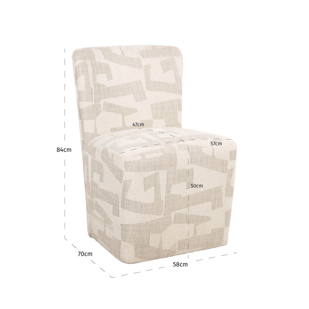Stoel Lorain met wieltjes beige graffic (Beige graffic)