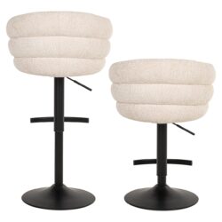 Bar/counter stoel draaibaar Nikki beige chenille (Niagara 902 beige Chenille)