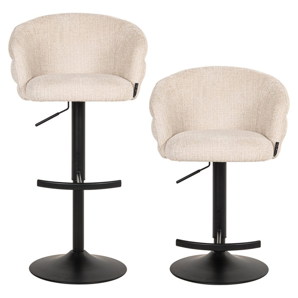 Bar/counter stoel draaibaar Nikki beige chenille (Niagara 902 beige Chenille)