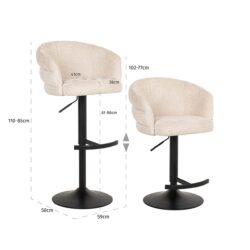 Bar/counter stoel draaibaar Nikki beige chenille (Niagara 902 beige Chenille)
