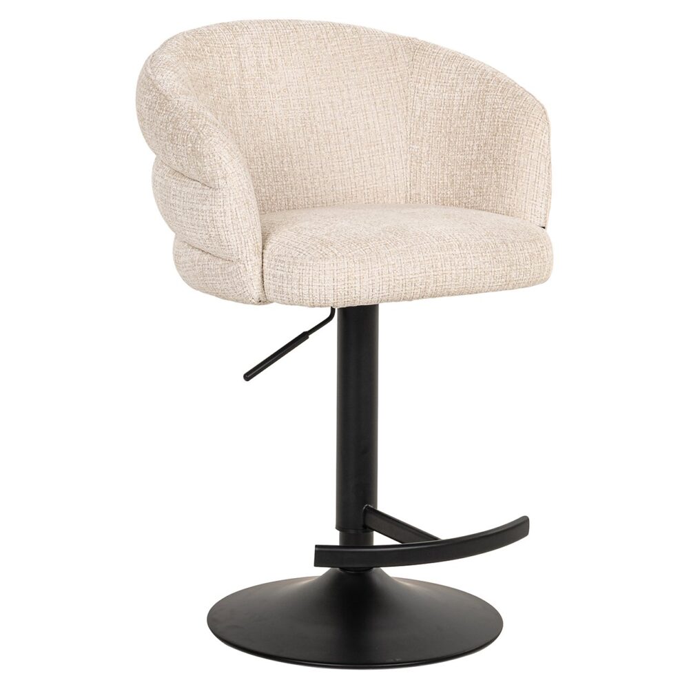 Bar/counter stoel draaibaar Nikki beige chenille (Niagara 902 beige Chenille)