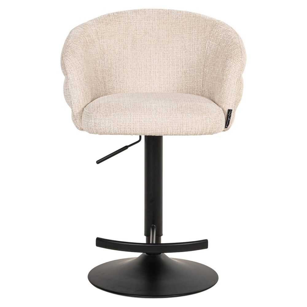 Bar/counter stoel draaibaar Nikki beige chenille (Niagara 902 beige Chenille)