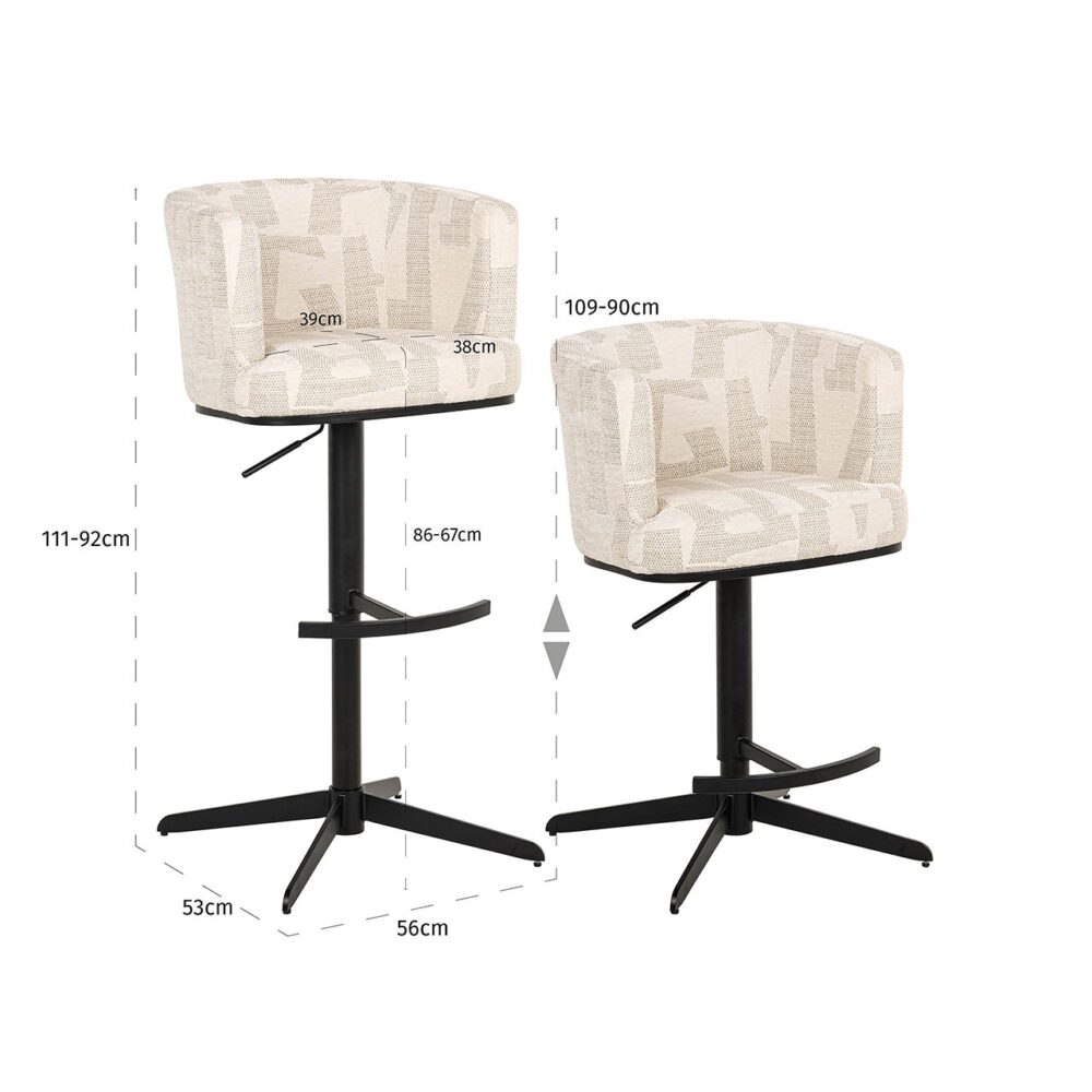 Bar/counterstoel Cheyenne beige graffic (Beige graffic)