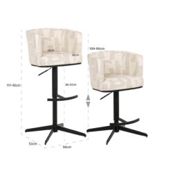 Bar/counterstoel Cheyenne beige graffic (Beige graffic)