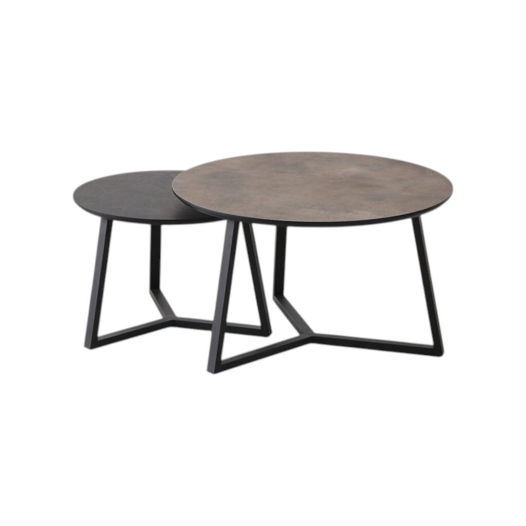 Salontafel Cassio set van 2 laminaat zwarte metalen poot nijwie sidetable