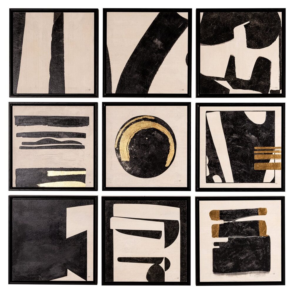Wall art Gabri set van 9 (Black/white)