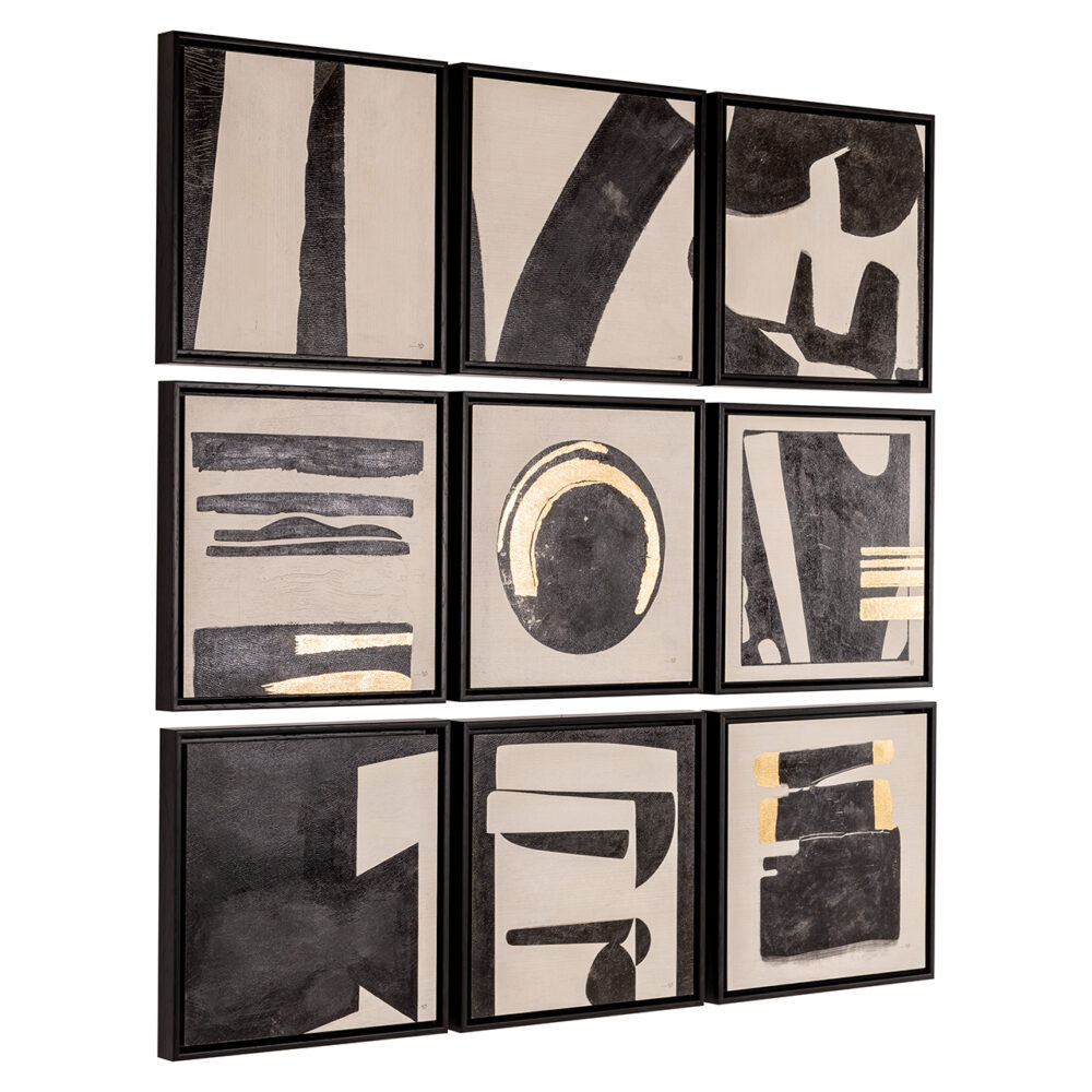 Wall art Gabri set van 9 (Black/white)