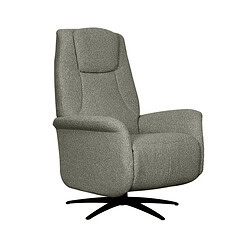 Modern birkamer fauteuil met zachte grijze bekleding en ronde zwarte voet, perfect voor comfortabel loungen in elk interieur.