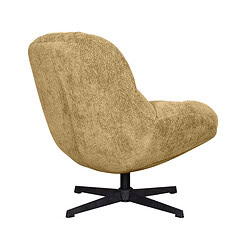 Zijden lounge fauteuil in warme taupe kleur met zachte bekleding en moderne zwarte onderstel, perfect voor gezellige zithoek.