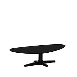 Black wooden coffee table, modern design, Mokana Meubelen, stijlvolle meubelstukken voor in de woonkamer, hoogwaardig afgewerkt zwart tafelblad met stevige basis.