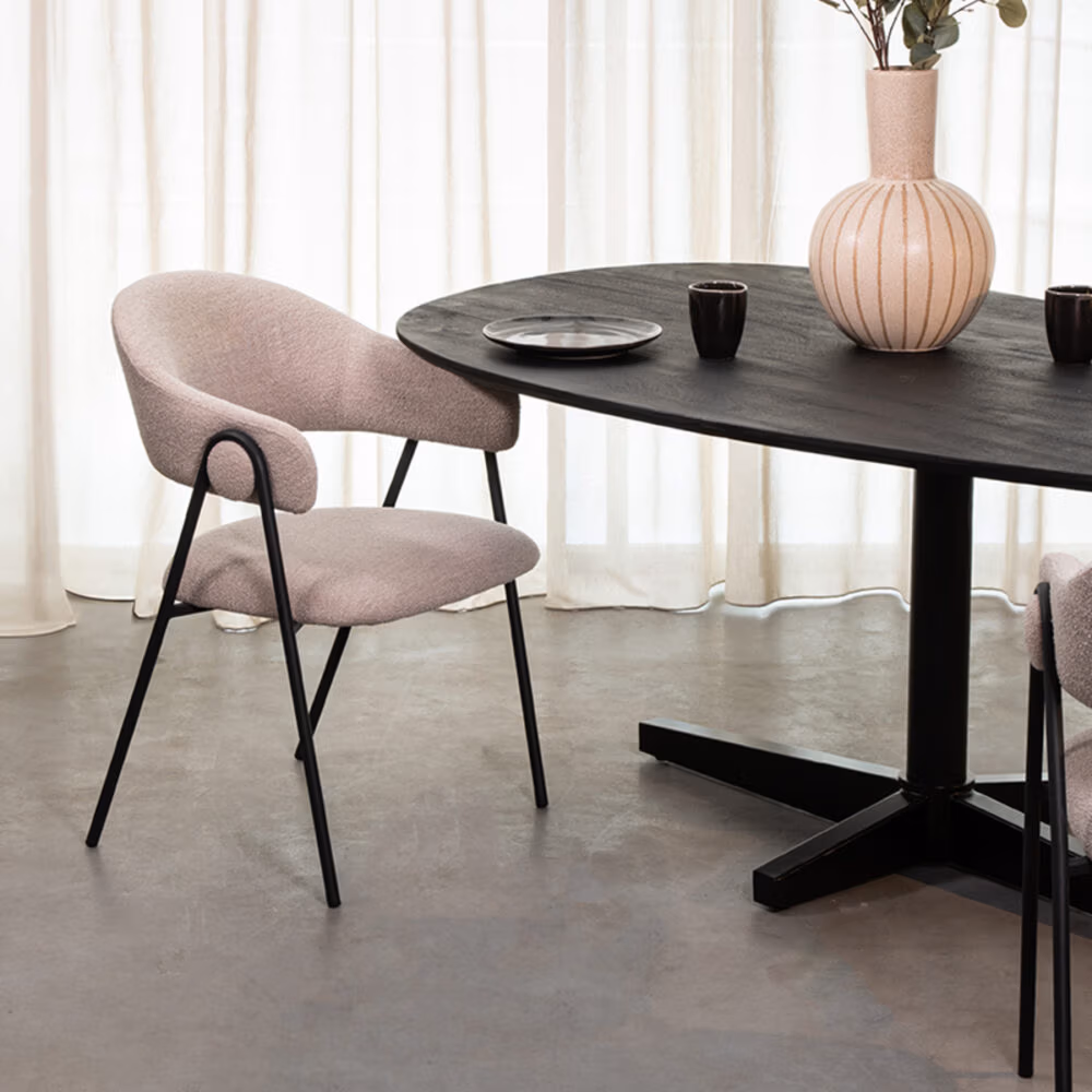 LABEL51 Eetkamerstoel Lowen - Naturel - Boucle - Black Frame