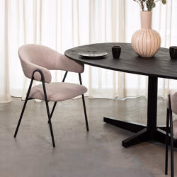 LABEL51 Eetkamerstoel Lowen - Naturel - Boucle - Black Frame