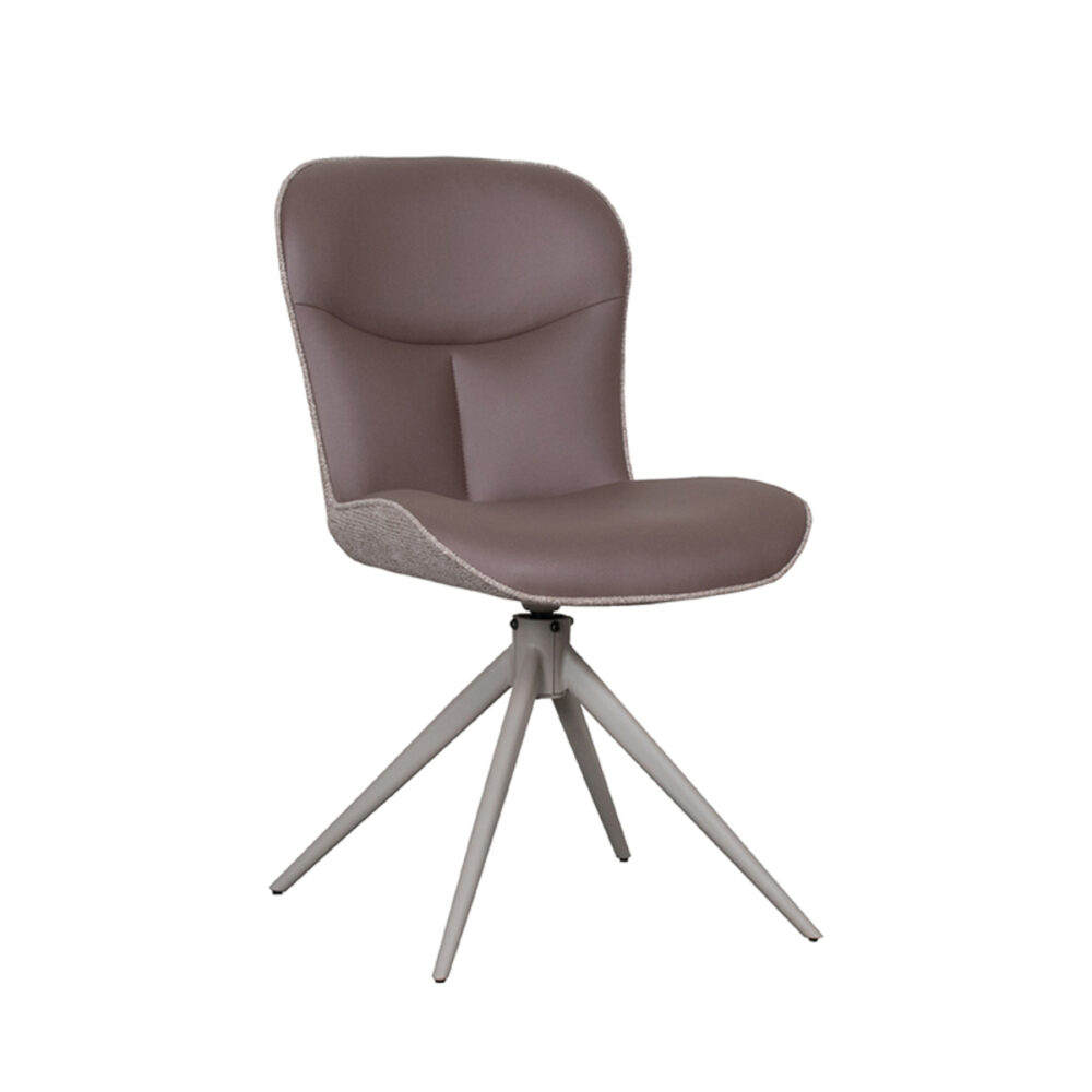 LABEL51 Eetkamerstoel Thorben - Bruin - Microfiber - Taupe Frame