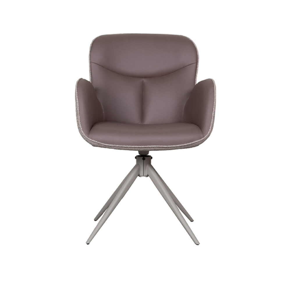 LABEL51 Eetkamerstoel Lasse - Bruin - Microfiber - Taupe Frame
