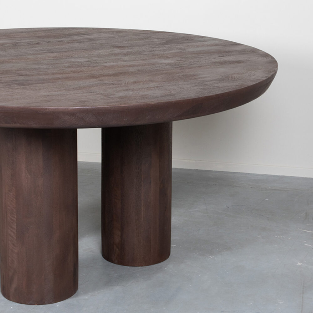 LABEL51 Eetkamertafel Olly - Espresso - Mangohout - 150 cm - Romd