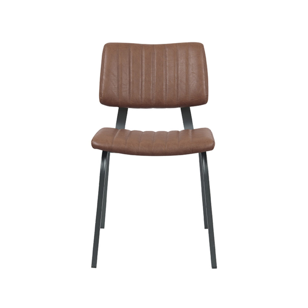 LABEL51 Eetkamerstoel Gusto - Bruin - PU-Leder - Black Frame